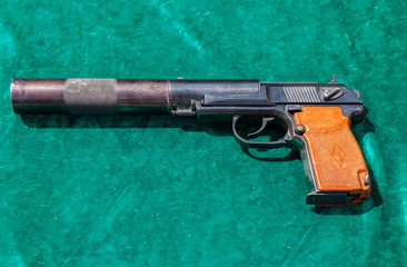 The PB silent pistol. PB is a Soviet silenced pistol, based on the Makarov pistol design