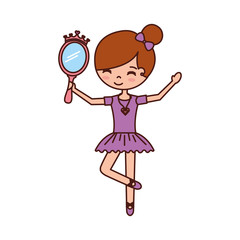 little girl dancer ballet holding crown mirror