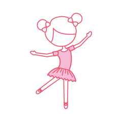 the little girl danced ballet with tutu dress and bun hair