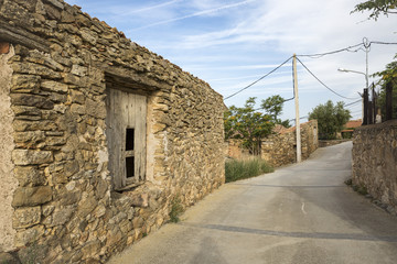 Fototapeta na wymiar a street in Muro de Agreda village, province of Soria, Spain