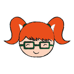 cartoon girl with glasses icon