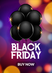 Black Friday Sale bunch balloon decoration background design. Vector balloon discount banner