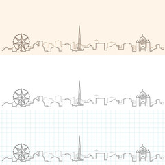 Obraz premium Melbourne Hand Drawn Skyline