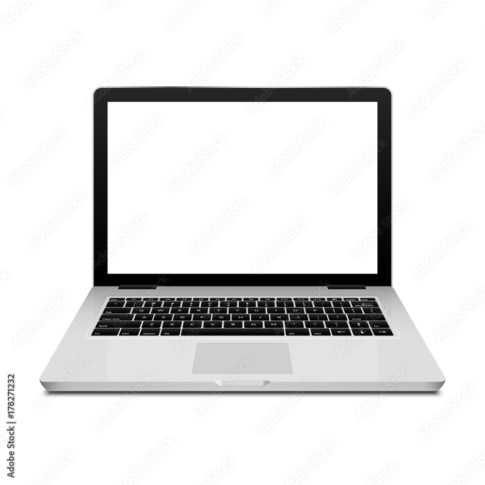 Poster laptop isolated notebook on white. monitor screen and keyboard technology. laptop modern computer de