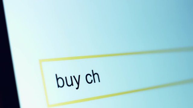 4k Close-up Search Tab, Typing Buy Cheap Car
