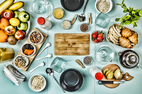 Healthy breakfast on the kitchen table