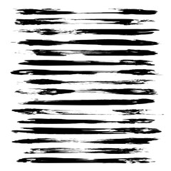 Abstract black long  brush strokes isolated on a white background