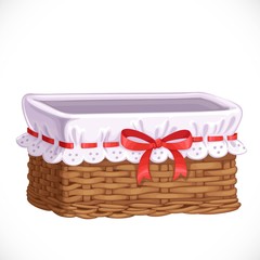 Empty basket for clothes or toys isolated on a white background