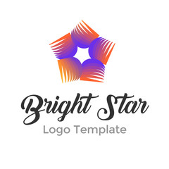 Colorful star logo design template. Modern star abstact vector illustration with lines. Vector graphic fashion symbol