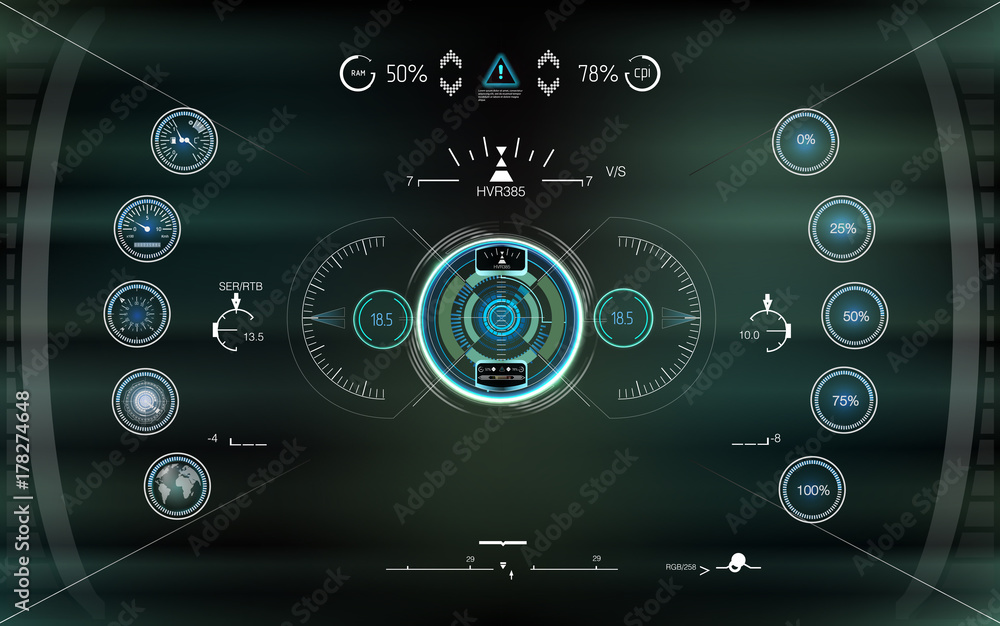 Poster head-up future display. abstract hud. futuristic sci fi modern game user interface set.