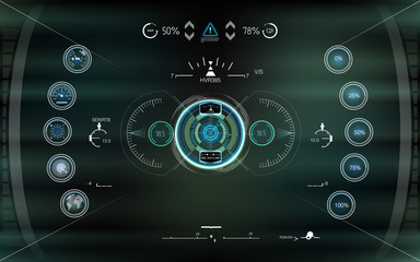 Head-up future display. Abstract HUD. Futuristic Sci Fi Modern Game User interface Set. 