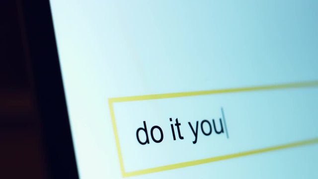 4k Close-up Search Tab, Typing Do It Yourself