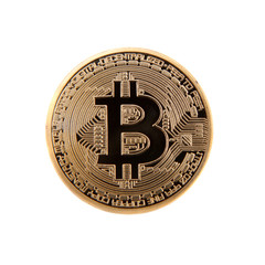 golden bitcoin isolated on a white background