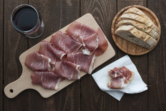 Food: Jamon Iberico, sliced spanish ham
