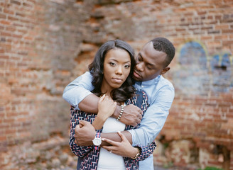A stylish and fashionable  African-American couple in an urban setting