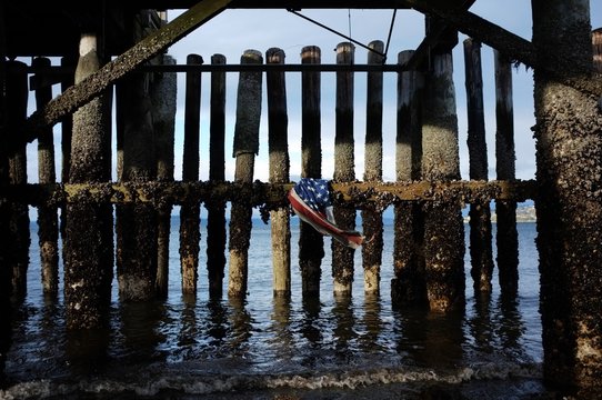 American Flag Underneath Peir