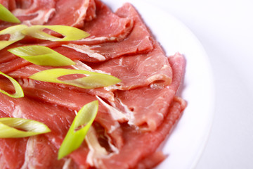 Food Photography. Raw Sukiyaki Meat