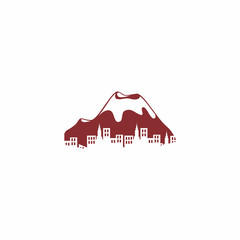 city line in mountain landscape logo vector