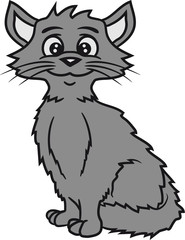 grau hübsch süß niedlich katze kätzchen winken comic cartoon design haustier