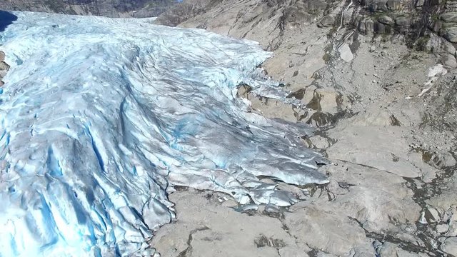 A huge glacier in the jostedalsbreen national park in norway. Aerial view