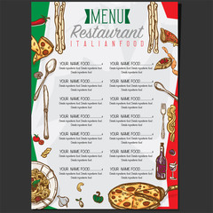 menu italian food template design hand drawing graphic