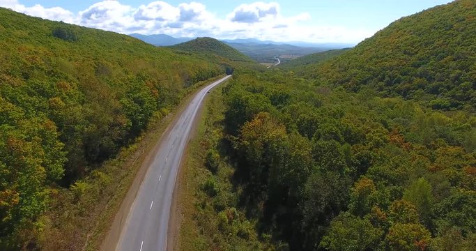 fog, road, fields, fog in the field, fog on the road, trail, Primorsky Krai, quadrocopter, shooting from height, field, green grass