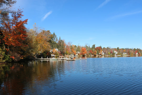 Lake with houses, Early Autumn View 1