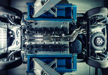 Car lifted on an elevator