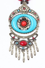 Typical African Tribe Necklace with turquoise Blue Precious Stone and Silver