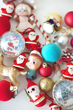 Close up of Christmas decorations