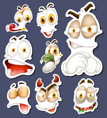 Sticker set with different facial expressions