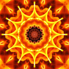 A digitally created watercolor-like image that was inspired by the vivid flames and colors of a campfire including red, orange and yellow. 