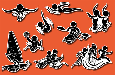 Sport icons for water sports