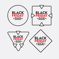 Black Friday Sale set. Flat Vector Design. Banners, Stickers, Badge, Poster, Sign, Tag print