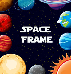 Border template with planets in galaxy © blueringmedia