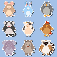 Sticker design for different types of animals
