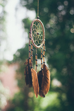 Dreamcatcher hanging outdoors