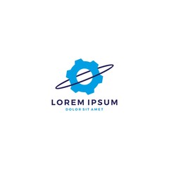 gear planet saturn engineering space logo vector icon template