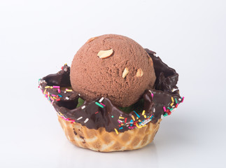 ice cream. Chocolate Ice Cream Scoop on a background