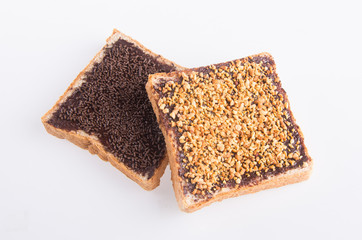 bread. slice of bread with chocolate cream