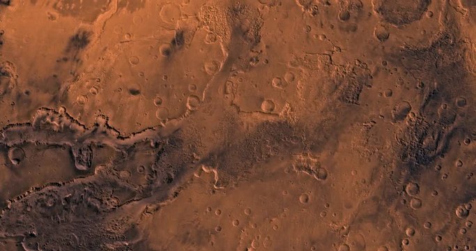 Very high altitude aerial flyover of Mars' Chryse Outflow. No HUD. Clip is reversible and can be rotated 180 degrees. Data: NASA/JPL/USGS