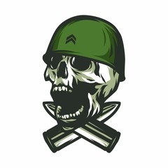 Skull army soldier crime vector design illustration