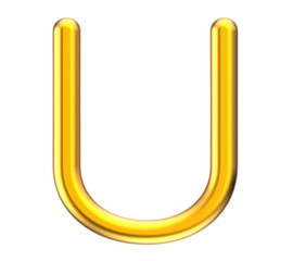 3D render metallic alphabet U
