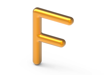 3D render metallic alphabet F