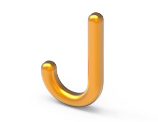 3D render metallic alphabet J