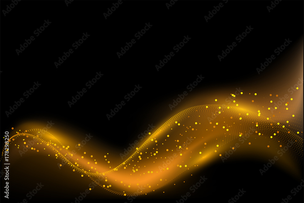 Poster abstract geometric technology vector design element. gold dot pattern composed of mesh.golden partic