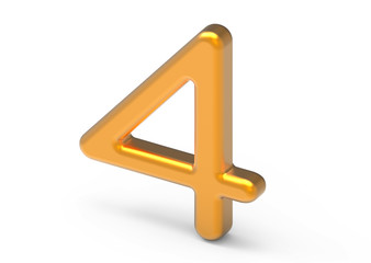 3D render golden number 4