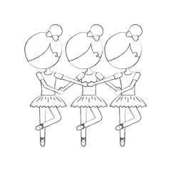 three girls dancing ballet classic practice