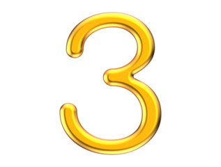 3D render golden number 3