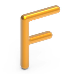 3D render metallic alphabet F